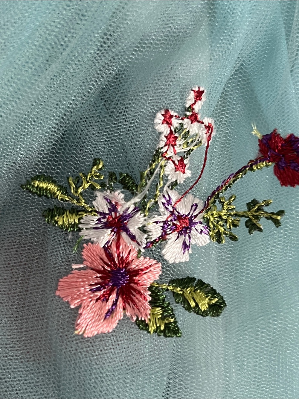 JESSAKAE Garden Fairy MIDI Dress in Mint / Blue Embroidered Floral Sz XL - Picture 6 of 14